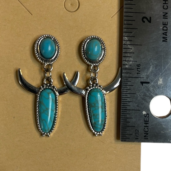 NWT 3 for $20 Silver & Turquoise Steer Head Western Earrings “you pick 3” - Picture 4 of 5
